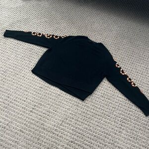 Skull Cashmere Black Sweater with Orange Accents